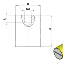 Valjkasta mesingovana magnetna sočiva sa unutrašnjim navojem - tehnički crtež